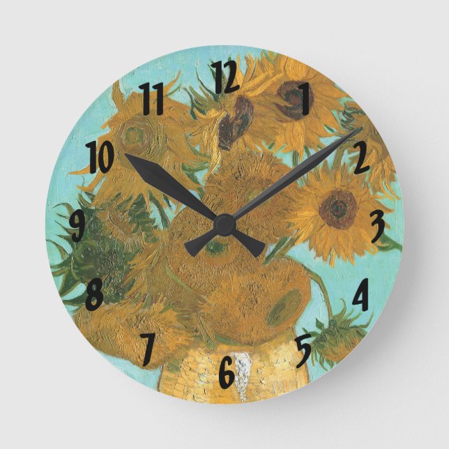 Horloge Ronde Vincent van Gogh - Vase avec douze tournesols (Recto)