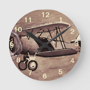 Horloge Ronde Vintage Aircraft