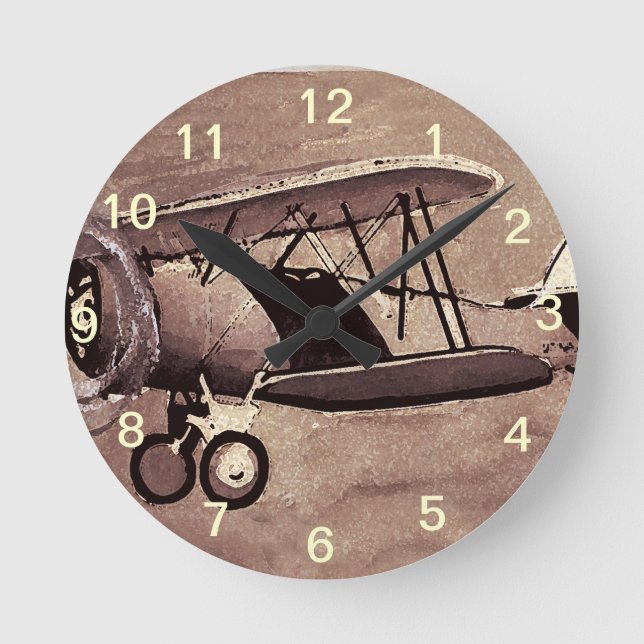 Horloge Ronde Vintage Aircraft (Recto)