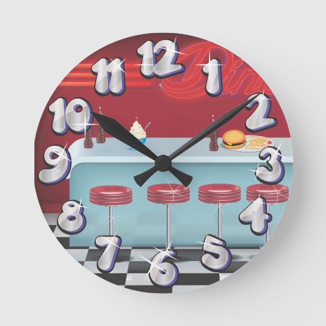 Horloge Ronde Vintage All American Diner (Recto)