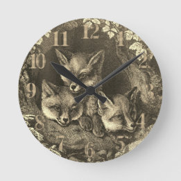 Horloge Ronde Vintage baby fox woodland