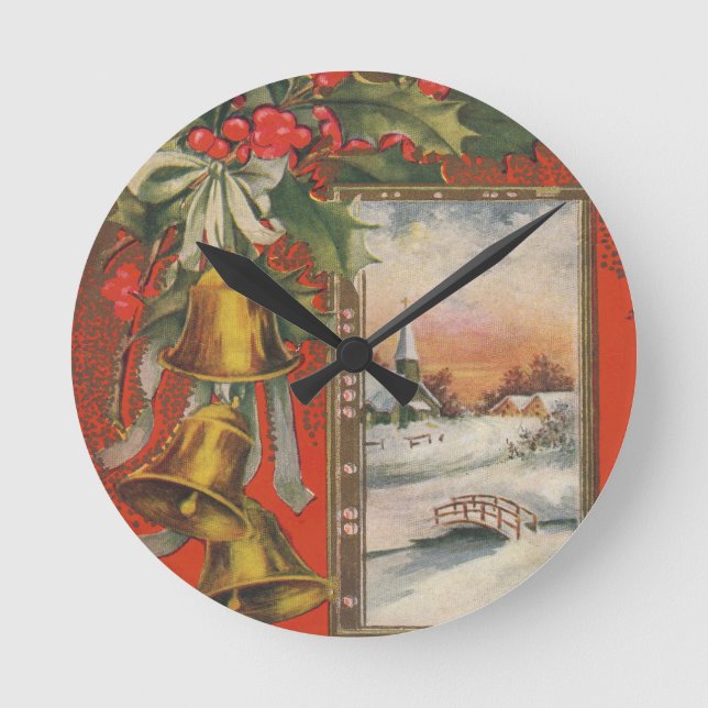 Horloge Ronde Vintage Christmas with Bells (Recto)
