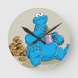 Horloge Ronde Vintage Cookie Monster Manger Cookies