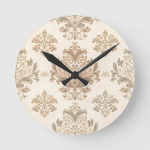 Horloge Ronde Vintage Damas Élégant Beige Ferme Française
