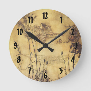 Horloge Ronde Vintage Fairy Tale, Fairy's Tightrope par Rackham