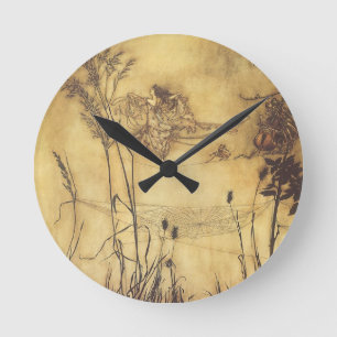 Horloge Ronde Vintage Fairy Tale, Fairy's Tightrope par Rackham