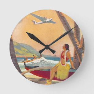 Horloge Ronde Vintage Hawaii Travel