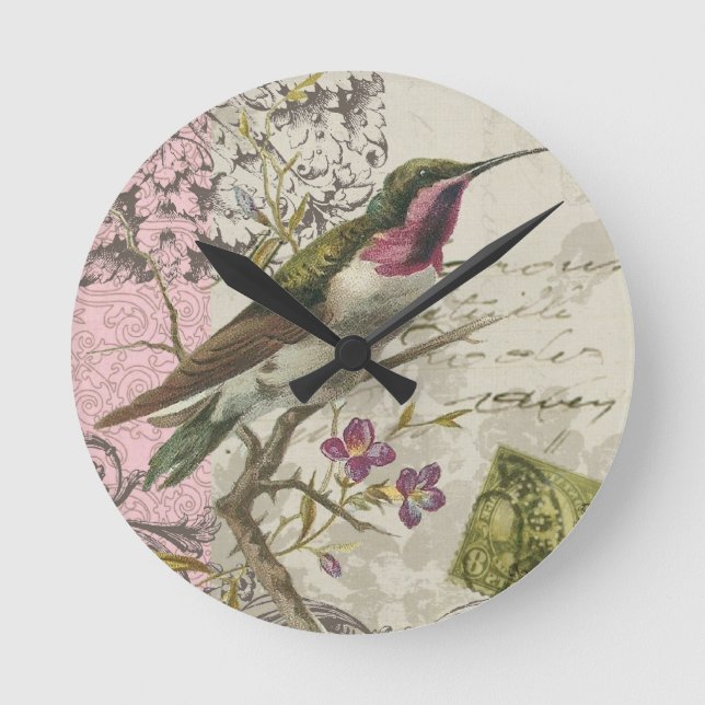 Horloge Ronde Vintage Hummingbird.clock (Recto)
