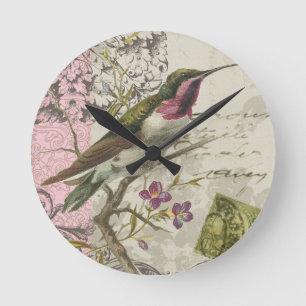 Horloge Ronde Vintage Hummingbird.clock