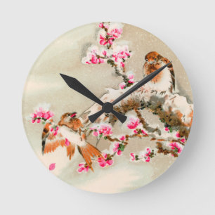 Horloge Ronde Vintage japonais sur une branche