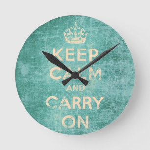 Horloge Ronde Vintage keep calm and carry on