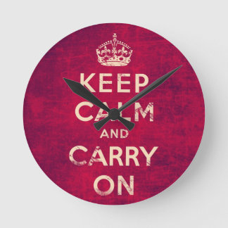 Horloge Ronde Vintage keep calm and carry on