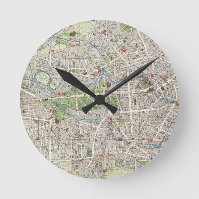 Horloge Ronde Vintage Map of Berlin Germany (Recto)