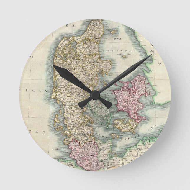 Horloge Ronde Vintage Map of Denmark (Recto)