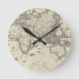 Horloge Ronde Vintage Map Of Europe and Asia