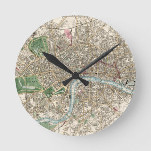 Horloge Ronde Vintage Map of London England (1853)