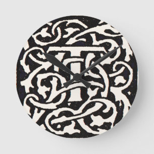 Horloge Ronde Vintage Monogram T Art Nouveau Letter