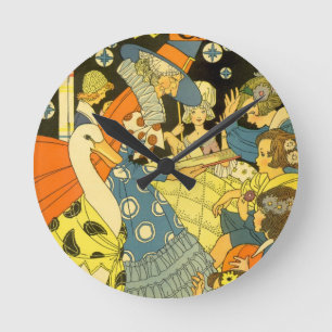 Horloge Ronde Vintage Mother Goose lisant des livres aux enfants