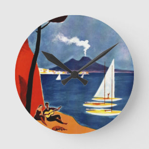 Horloge Ronde Vintage Napoli Voyage Amour Romance