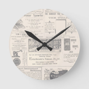 Horloge Ronde Vintage Newspaper Ad
