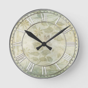 Horloge Ronde Vintage Pastel Floral Mariage