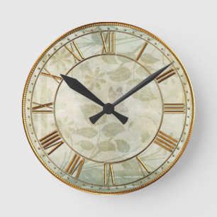 Horloge Ronde Vintage Pastel Floral Mariage