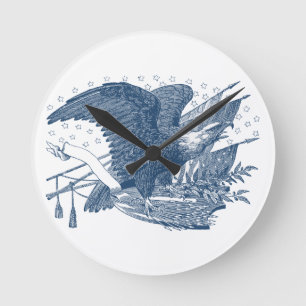 Horloge Ronde Vintage Patriotique hurlant Aigle USA Flag Flèches