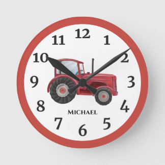 Horloge Ronde Vintage Red Watercolor