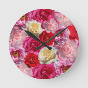 Horloge Ronde Vintage Shabby Chic Vibrant Pays Roses