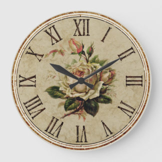 Horloge ronde Vintage Shabby Look "Rose natur"