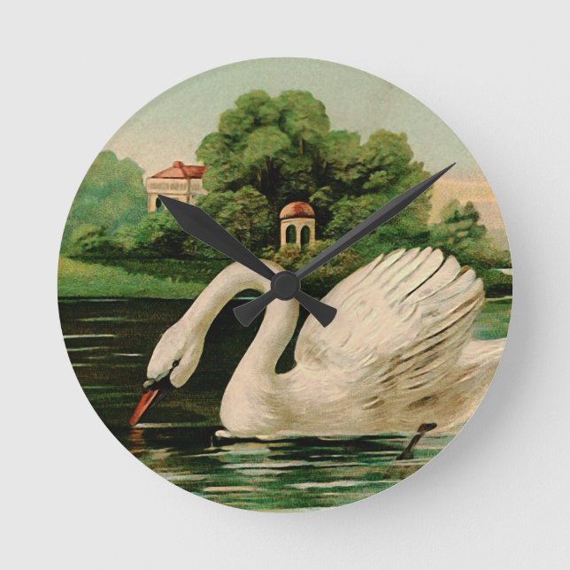 Horloge Ronde Vintage Swan in the Lake (Recto)