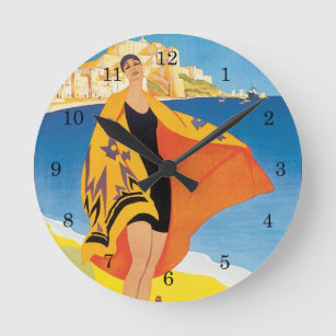 Horloge Ronde Vintage voyage, Vacances plage à Calvi, Corse