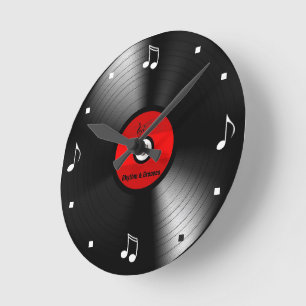 Horloge Ronde Vinyl record with Music notes