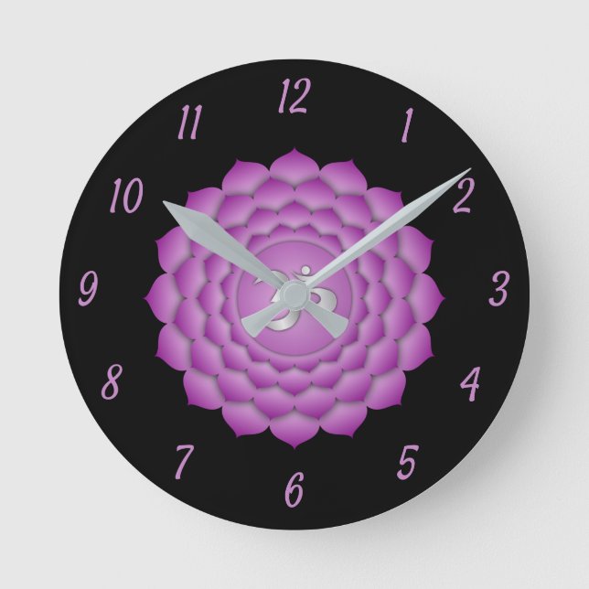 Horloge Ronde Violet Crown Chakra Chi Zen Yoga Spirituel (Recto)