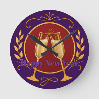 Horloge ronde violette - Bonne année