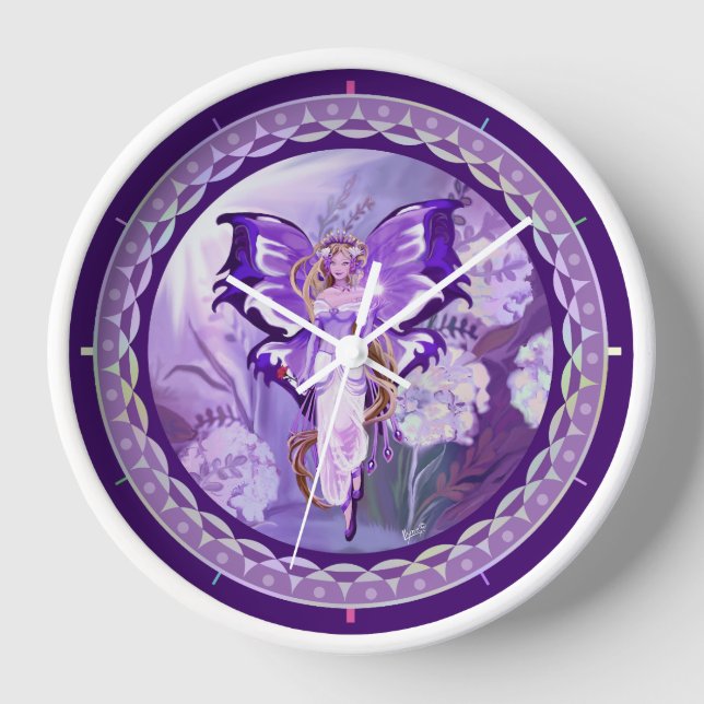 Horloge ronde violette de fée solaire (Recto)
