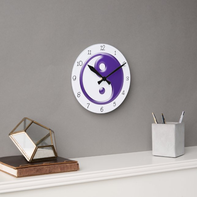 Horloge ronde violette Yin Yang (Bureau)