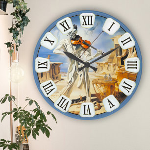 Horloge Ronde Violon surréaliste Art