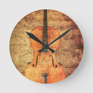 Horloge Ronde Violoncelle vintage