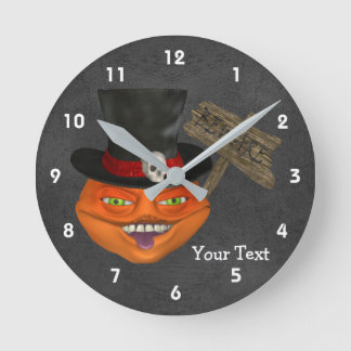 Horloge Ronde Visage Citrouille déplaisant En Haut