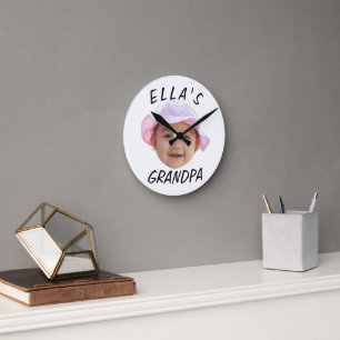 Horloge Ronde Visage de bébé personnalisé avec photo et texte Gr