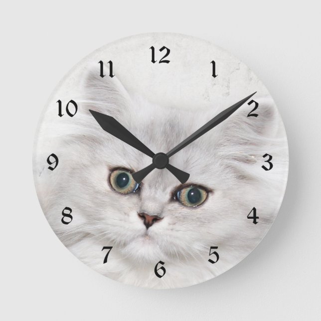Horloge Ronde visage de chaton persan (Recto)