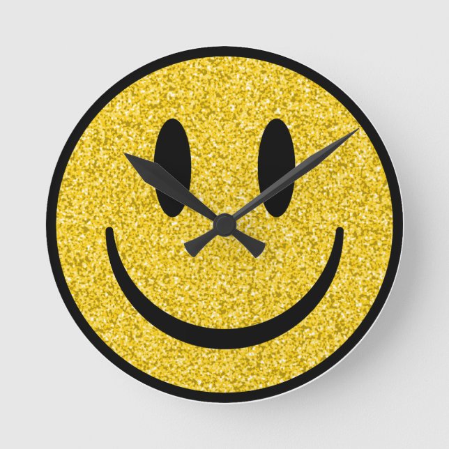 Horloge Ronde Visage de sourire parties scintillant (Recto)