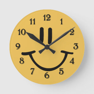 Horloge Ronde Visage heureux jaune
