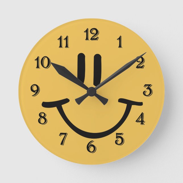 Horloge Ronde Visage Jaune Heureux (Recto)