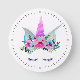 Horloge Ronde Visage magique mignon de licorne