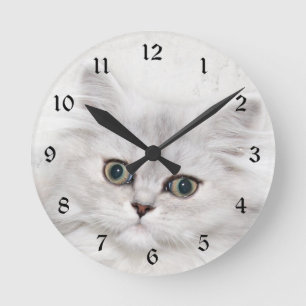 Horloge Ronde Visage persan de chaton