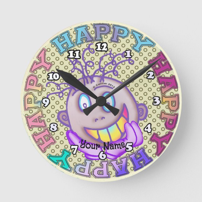 Horloge Ronde Visage Vraiment Heureux (Recto)