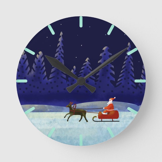 Horloge Ronde Visite de Noël à père Noël (Recto)