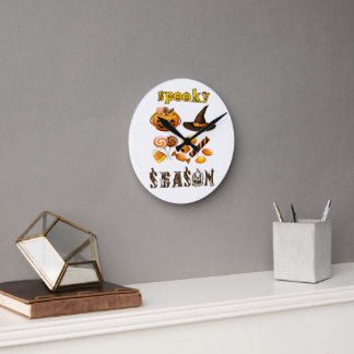Horloge Ronde visuel de la saison effrayante, Joyeux Halloween